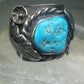 Navajo Turquoise Ring leaves cigar band size 11.75 sterling silver women men