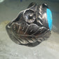 Navajo Turquoise Ring leaves cigar band size 11.75 sterling silver women men