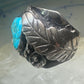 Navajo Turquoise Ring leaves cigar band size 11.75 sterling silver women men