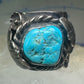 Navajo Turquoise Ring leaves cigar band size 11.75 sterling silver women men