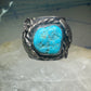 Navajo Turquoise Ring leaves cigar band size 11.75 sterling silver women men
