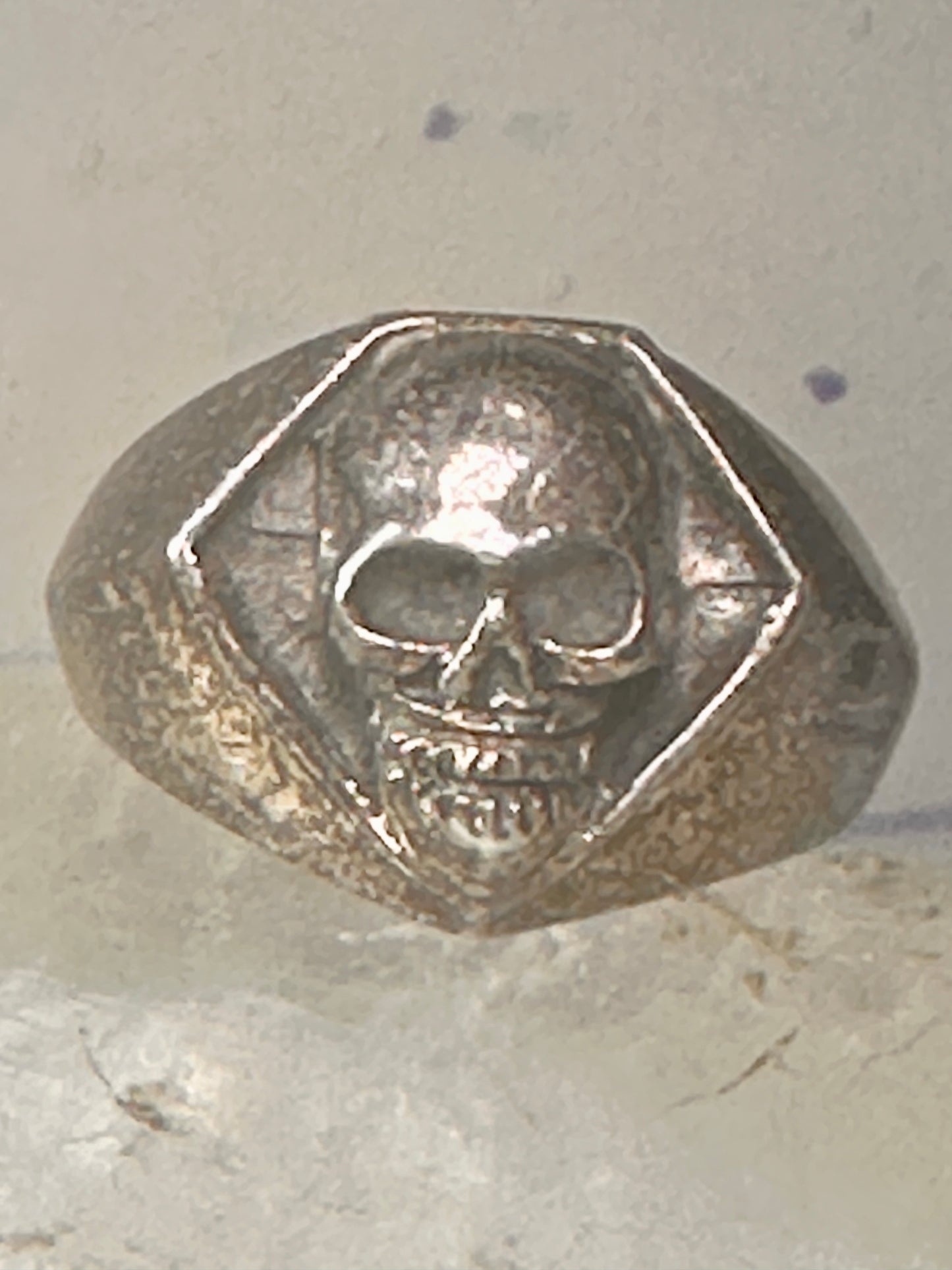 Skull ring size 10.25 Biker band sterling silver women men