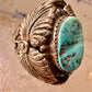 Turquoise ring Navajo Size 11 leaves Sterling Silver women men