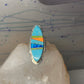 Long Zuni ring Turquoise size 7.75 Inlaid sterling silver women