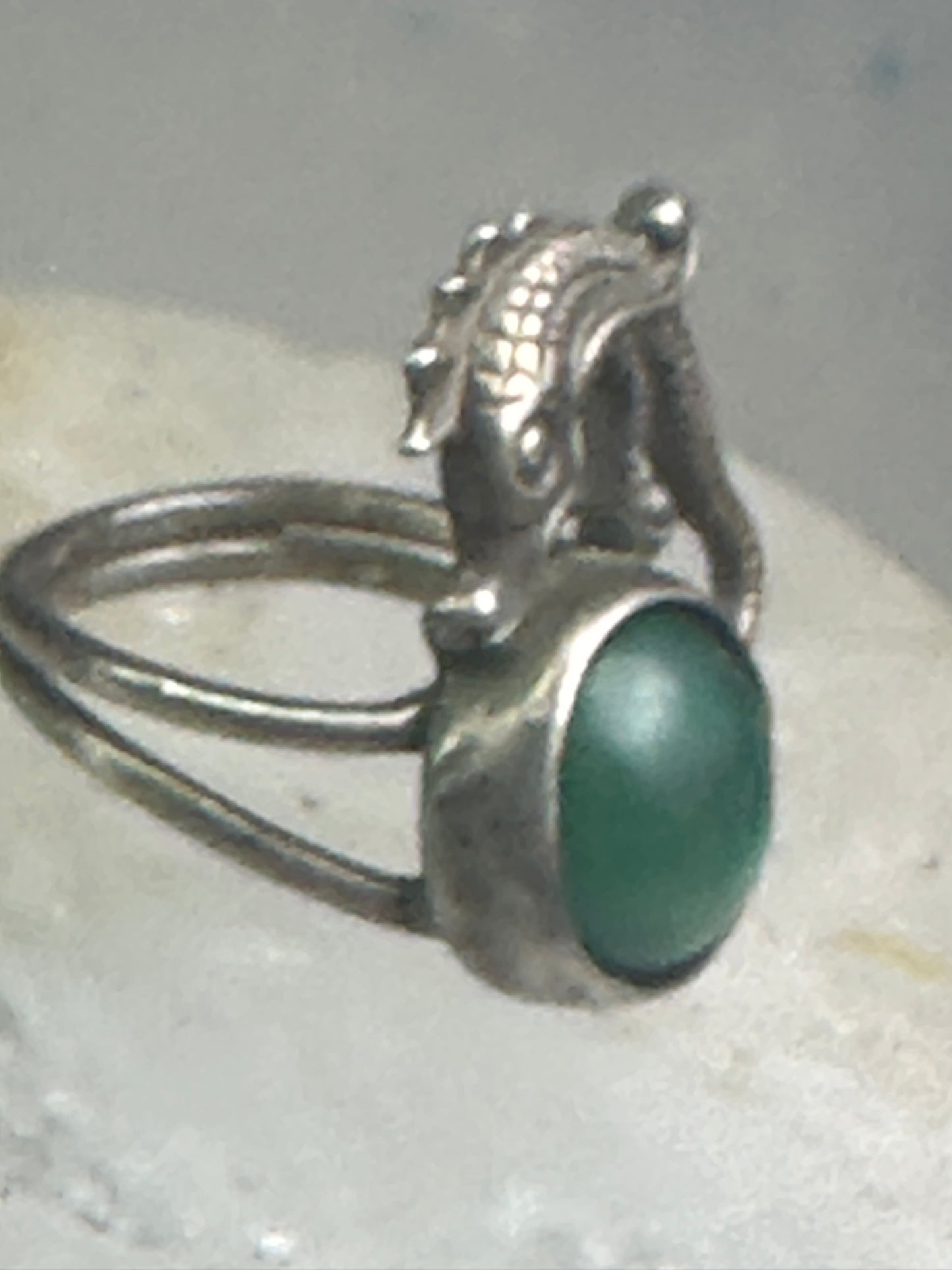Seahorse ring Malachite size 4 pinky band sterling silver women girls