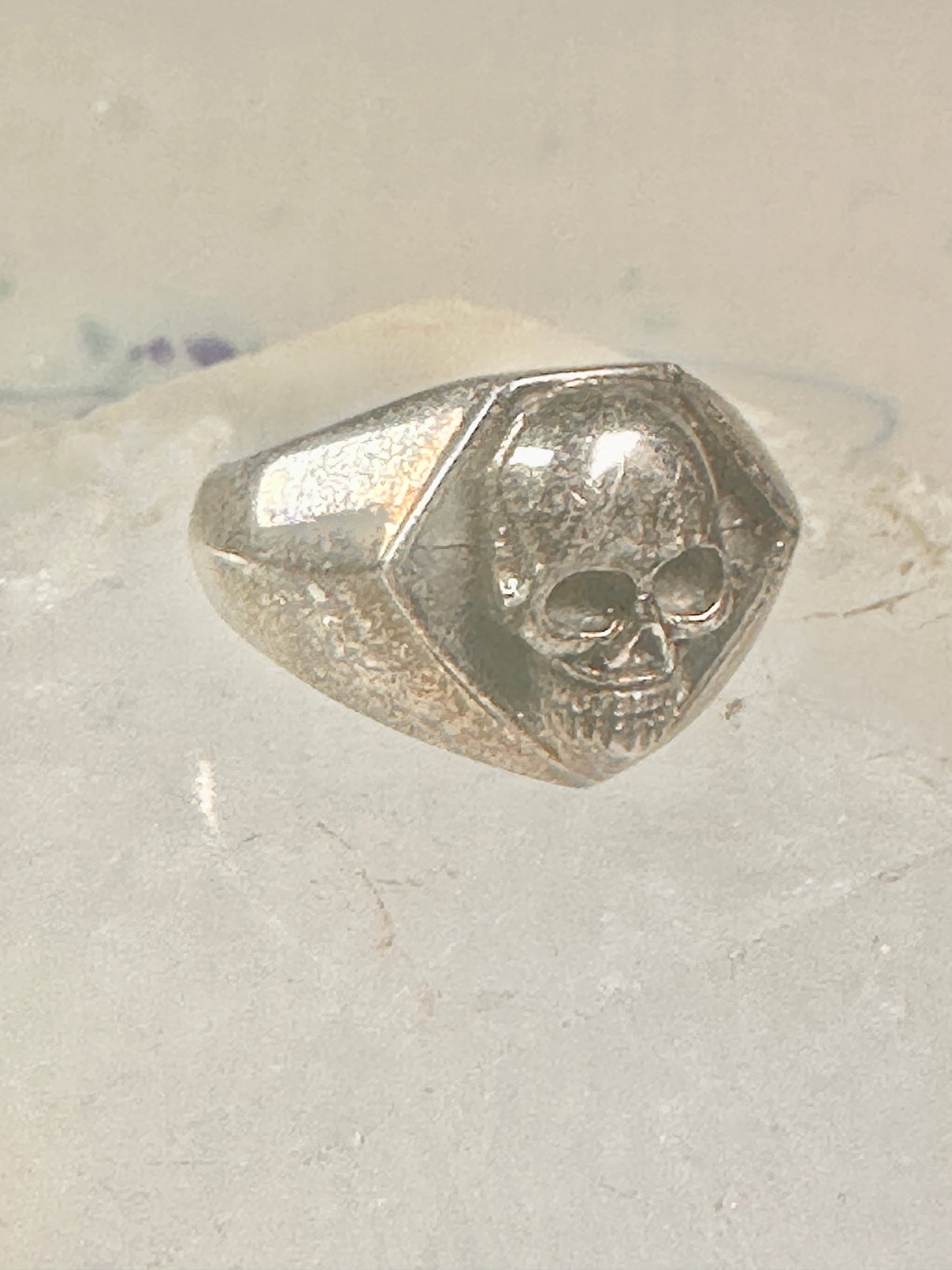 Skull ring size 10.25 Biker band sterling silver women men