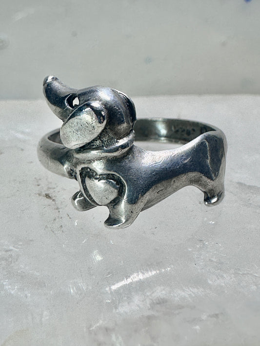 Mini Dachshund ring heart band size 5.50 sterling silver women girls