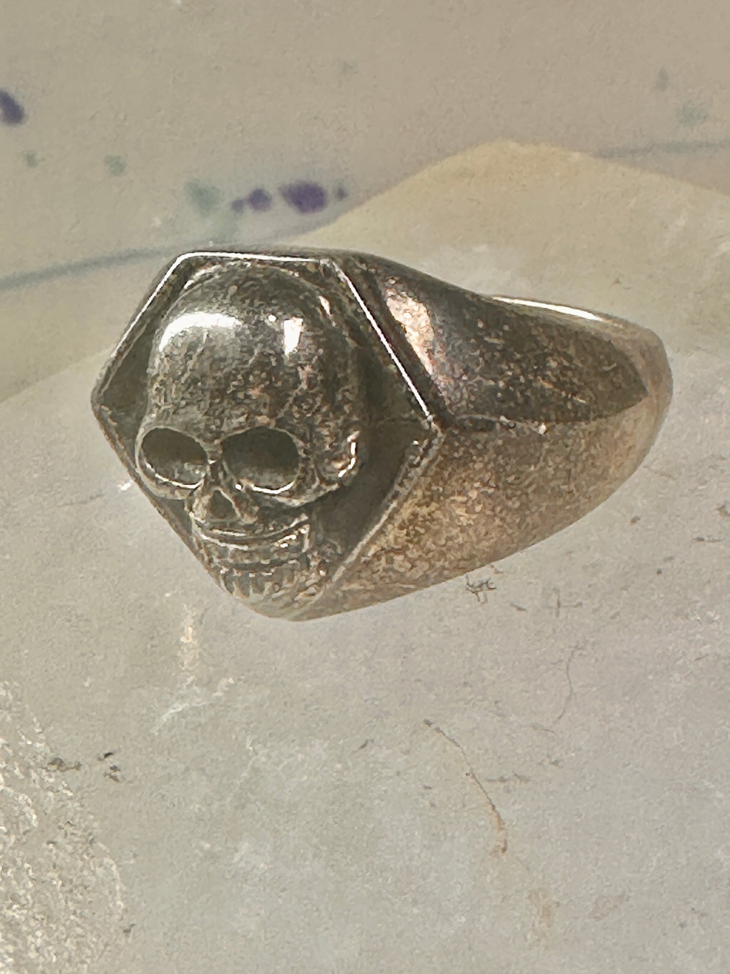 Skull ring size 10.25 Biker band sterling silver women men