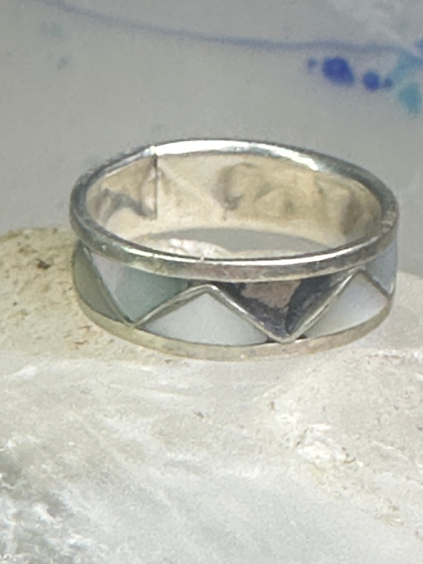 Vintage 2  Zuni rings turquoise Mother of Pearl size 5 SIze 9.5 band sterling silver AS IS