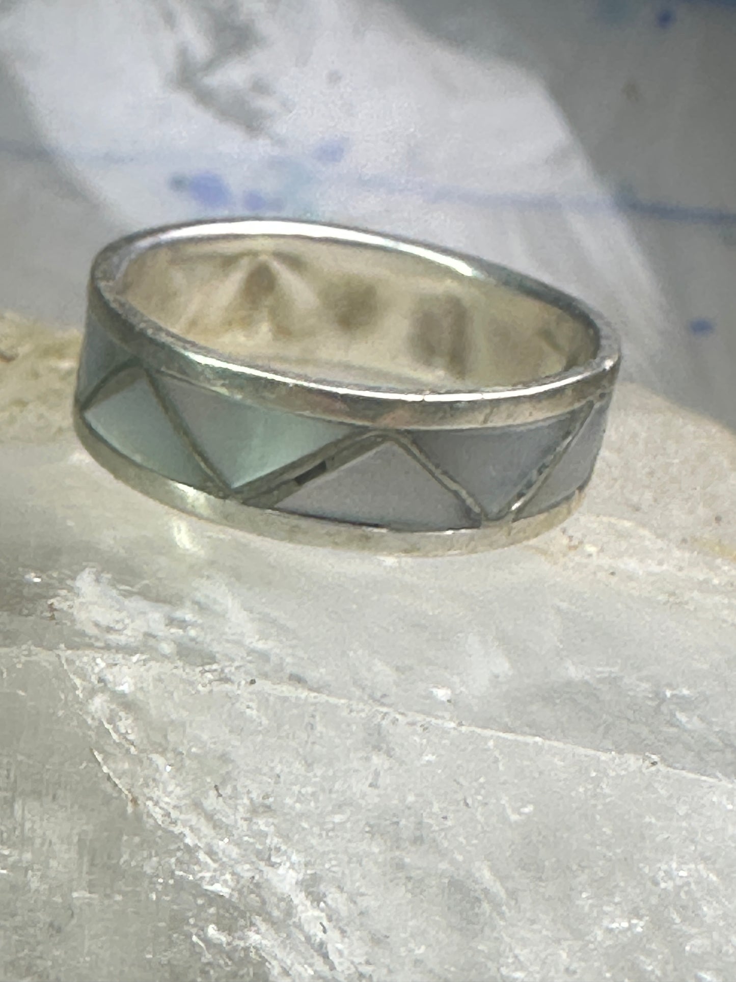 Vintage 2  Zuni rings turquoise Mother of Pearl size 5 SIze 9.5 band sterling silver AS IS