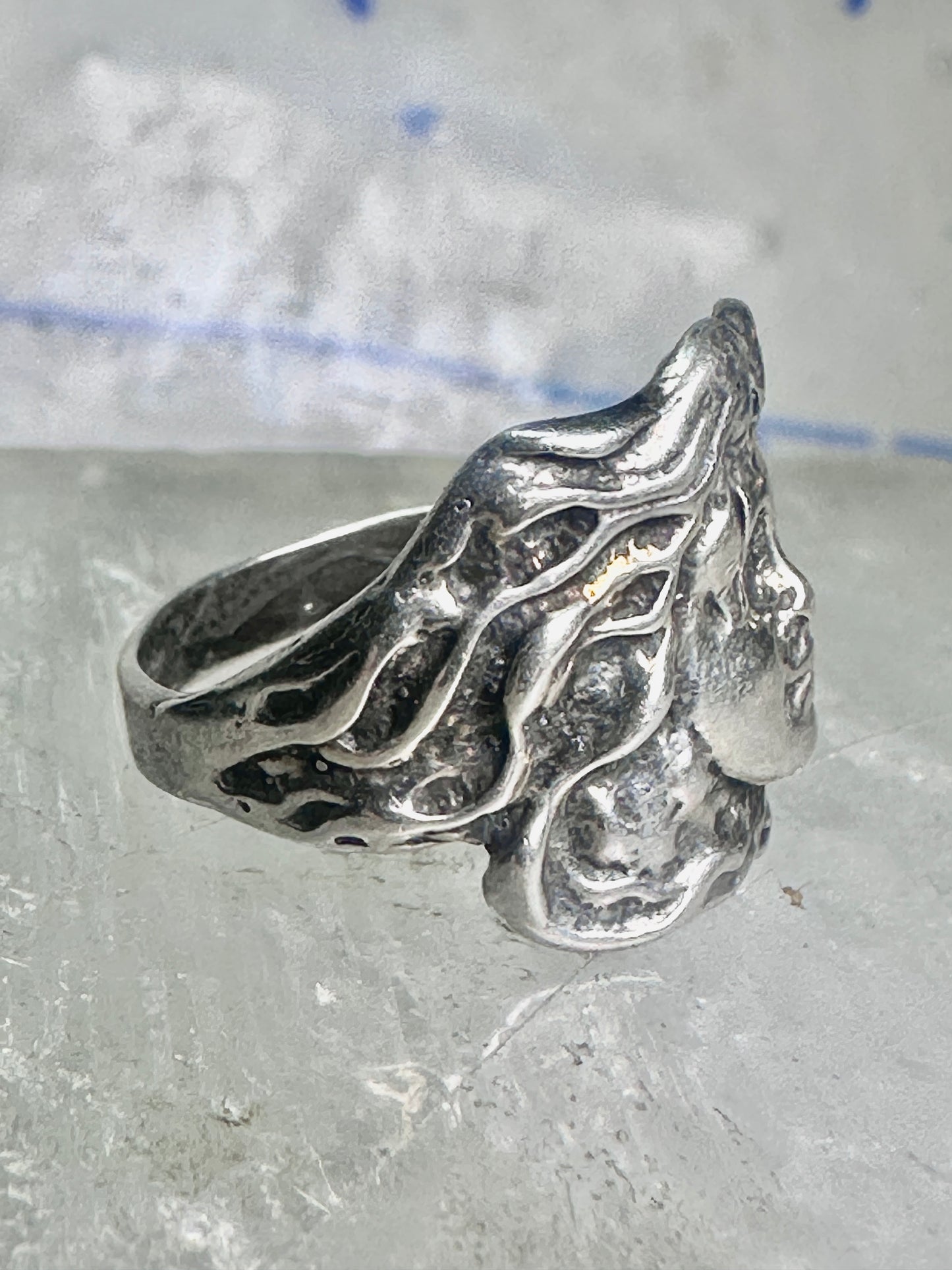 Vintage Lady Face ring band size 6 sterling silver women girl