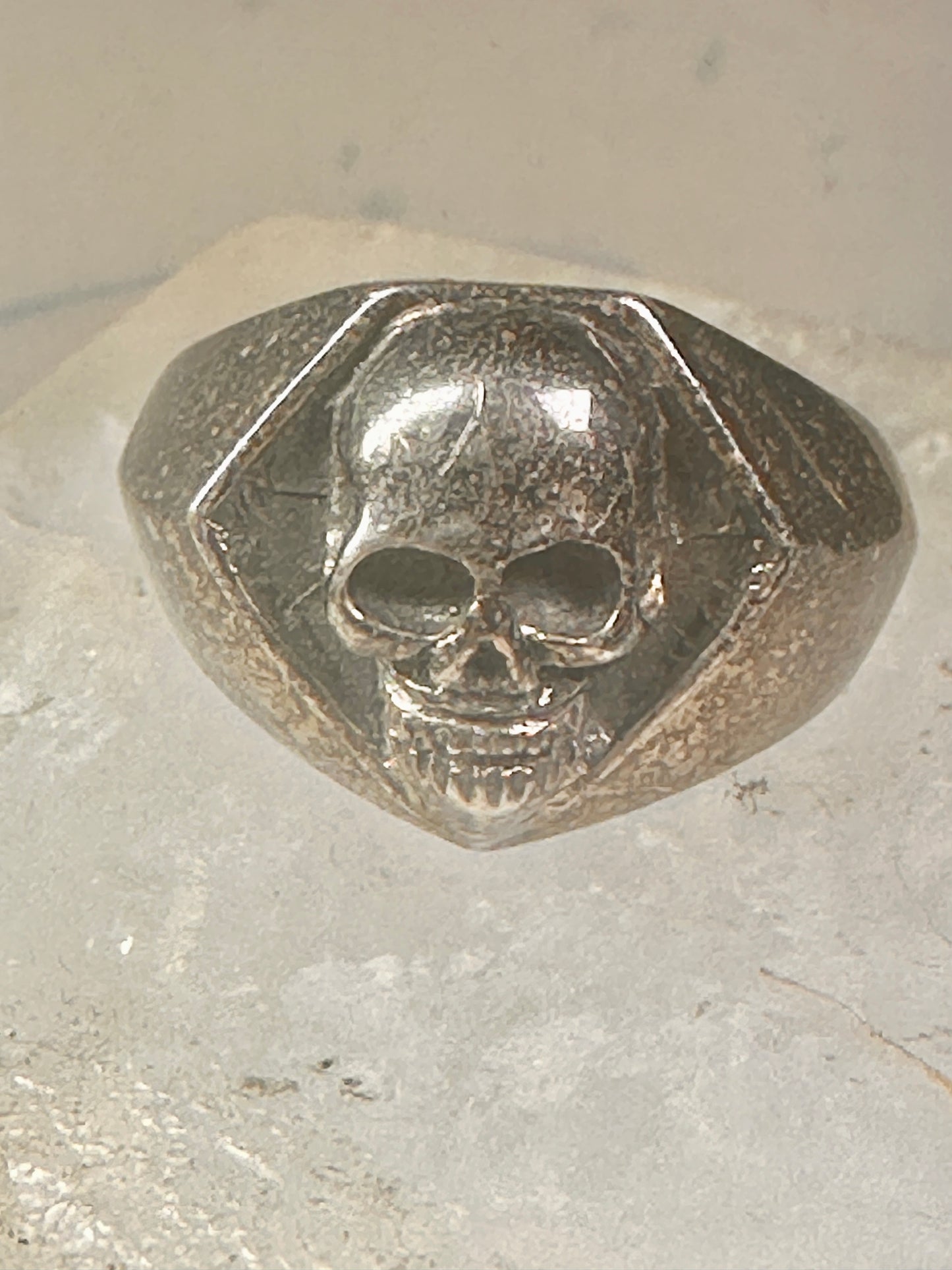 Skull ring size 10.25 Biker band sterling silver women men