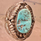 Turquoise ring Navajo Size 11 leaves Sterling Silver women men