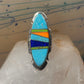 Long Zuni ring Turquoise size 7.75 Inlaid sterling silver women