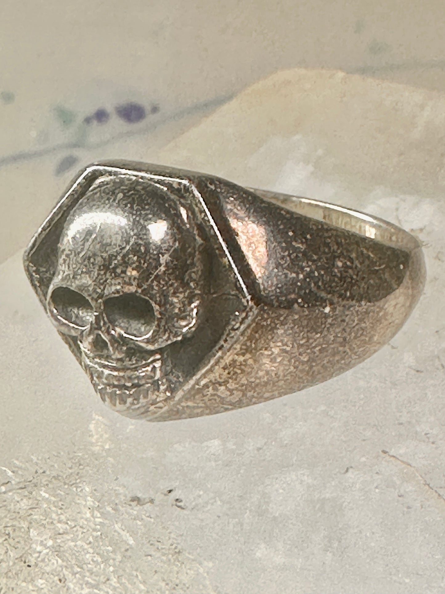 Skull ring size 10.25 Biker band sterling silver women men