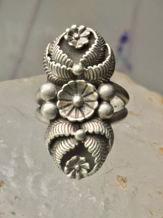 Vintage Squash blossom Navajo Les Baker band size 5.75 sterling silver women&nbsp;