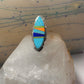 Long Zuni ring Turquoise size 7.75 Inlaid sterling silver women