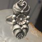 Vintage Squash blossom Navajo Les Baker band size 5.75 sterling silver women&nbsp;