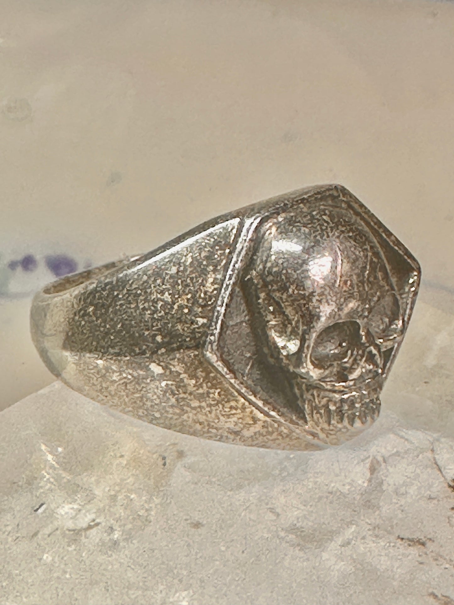 Skull ring size 10.25 Biker band sterling silver women men