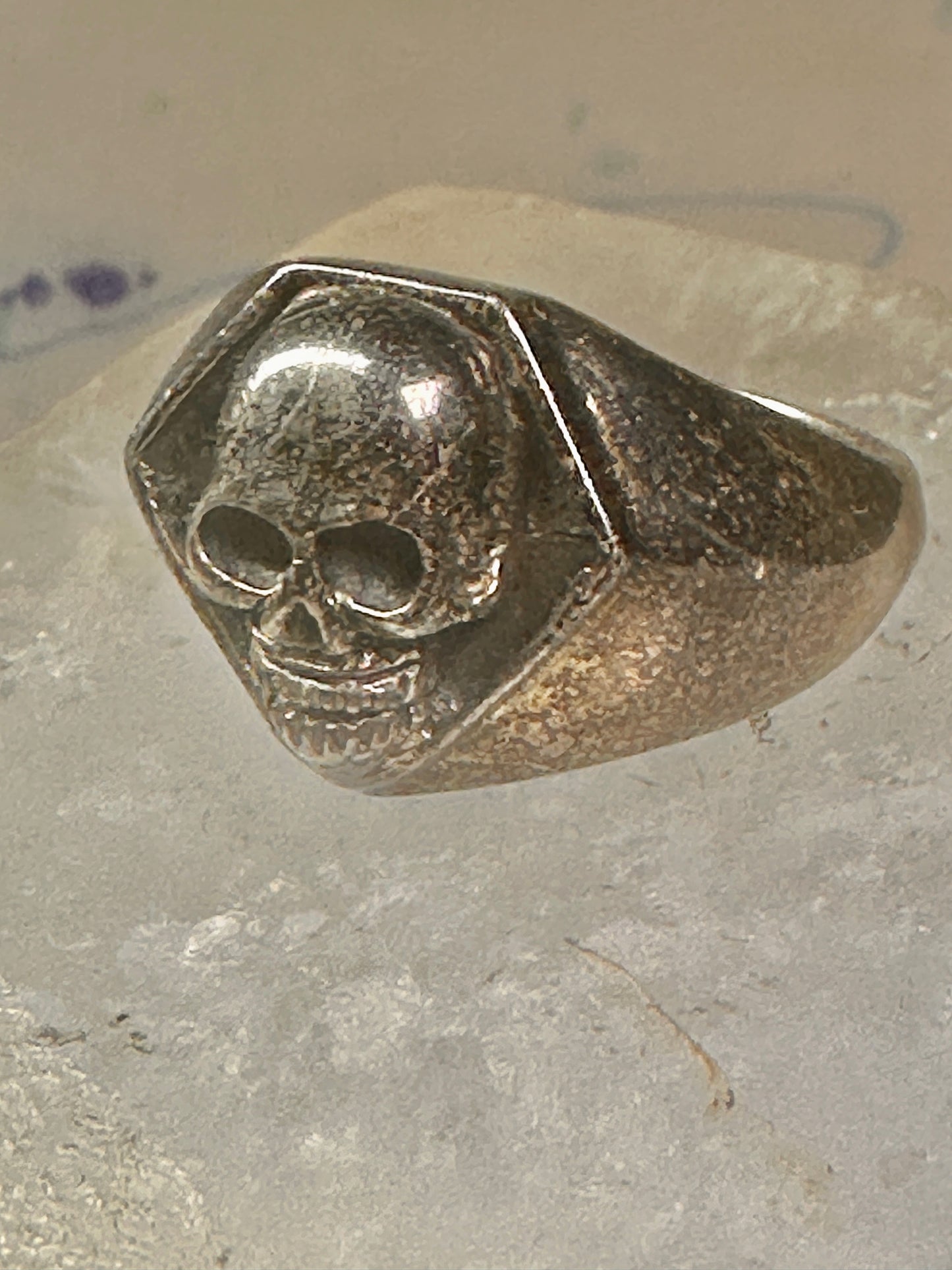 Skull ring size 10.25 Biker band sterling silver women men