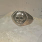 Skull ring size 10.25 Biker band sterling silver women men