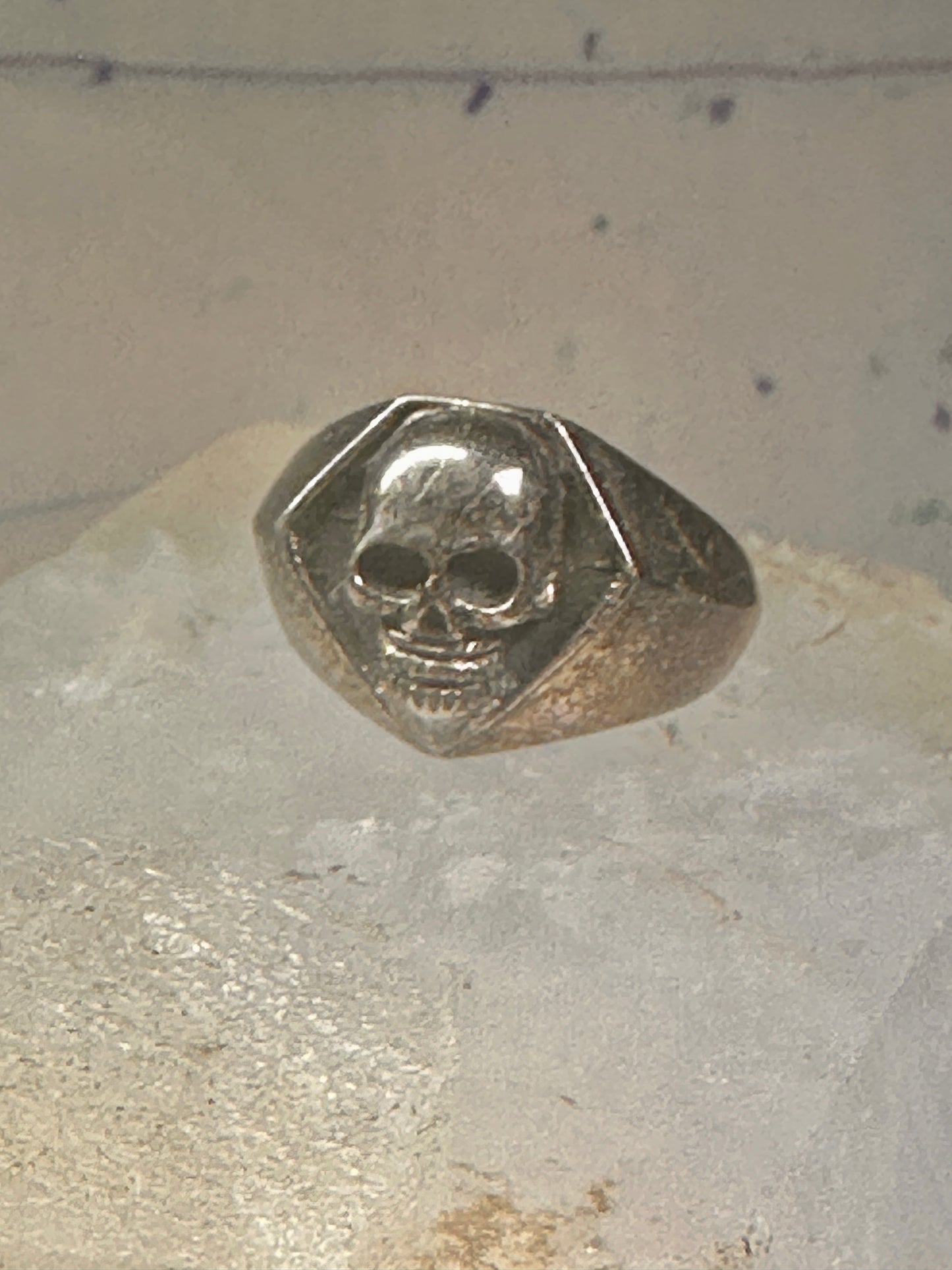 Skull ring size 10.25 Biker band sterling silver women men