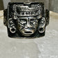 Aztec Face ring Mexican signed JM sterling silver size 9 women men