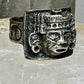 Aztec Face ring Mexican signed JM sterling silver size 9 women men