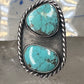 Navajo long ring turquoise size 8 sterling silver women