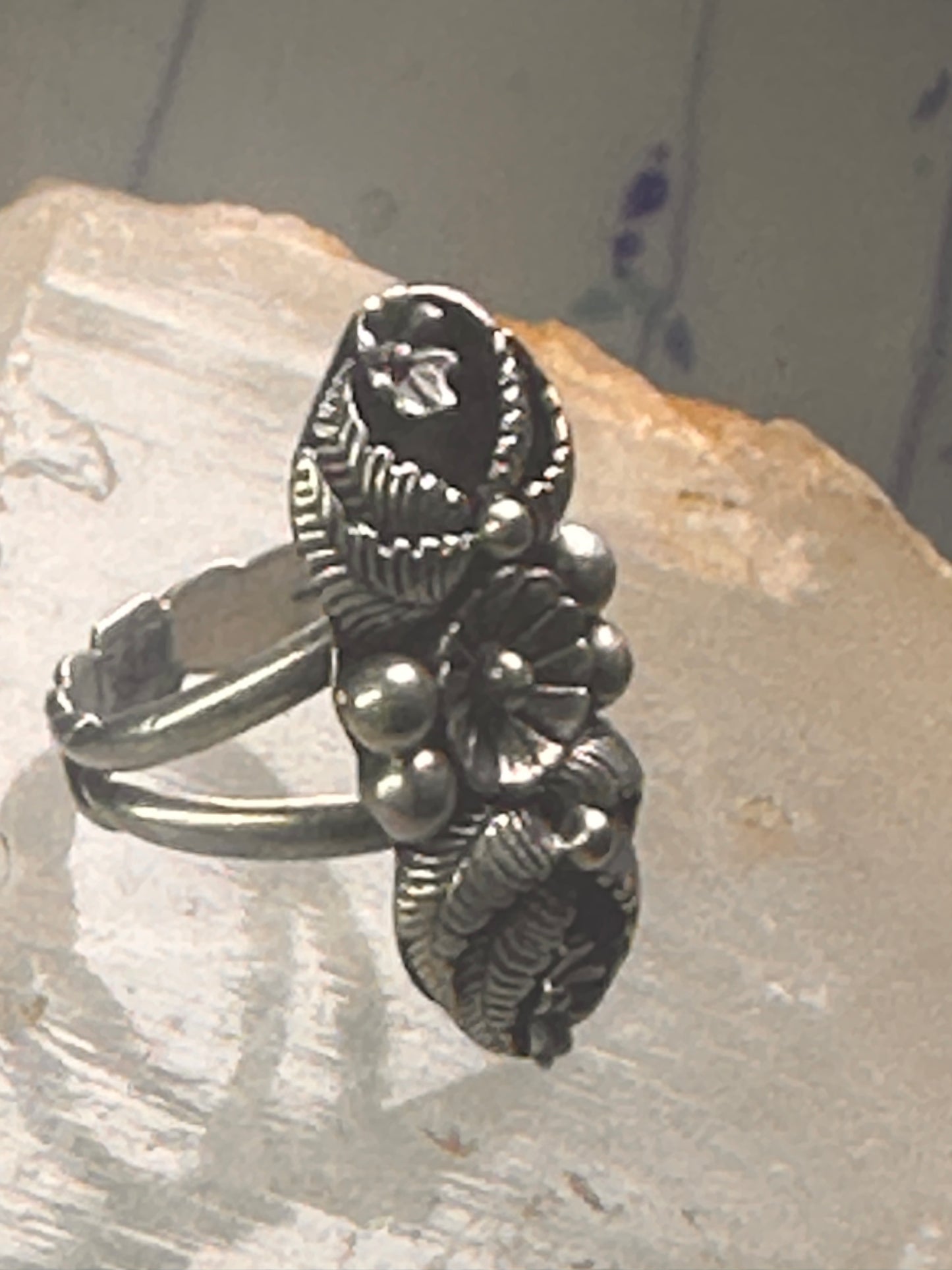 Vintage Squash blossom Navajo Les Baker band size 5.75 sterling silver women&nbsp;