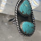 Navajo long ring turquoise size 8 sterling silver women