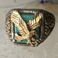 Eagle ring Black Hills Gold Turquoise size 10.25 Inlaid sterling silver men women