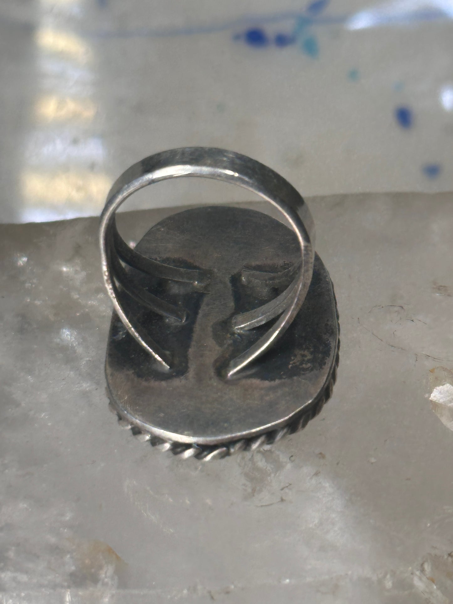 Navajo long ring turquoise size 8 sterling silver women