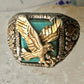 Eagle ring Black Hills Gold Turquoise size 10.25 Inlaid sterling silver men women