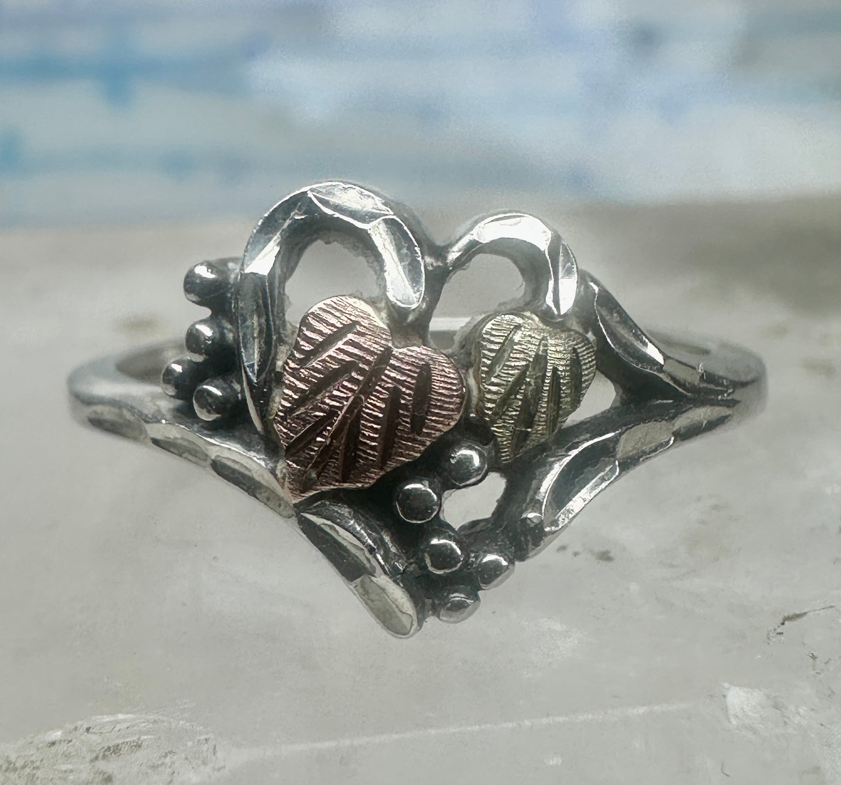 Vintage Sterling Silver Landstroms Black Hills Gold Tri Color Leaf
