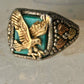 Eagle ring Black Hills Gold Turquoise size 10.25 Inlaid sterling silver men women