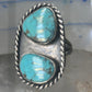 Navajo long ring turquoise size 8 sterling silver women