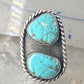 Navajo long ring turquoise size 8 sterling silver women
