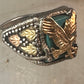 Eagle ring Black Hills Gold Turquoise size 10.25 Inlaid sterling silver men women