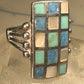 Turquoise ring MOP Southwest checkerboard Size 6.25 Sterling Silver women men
