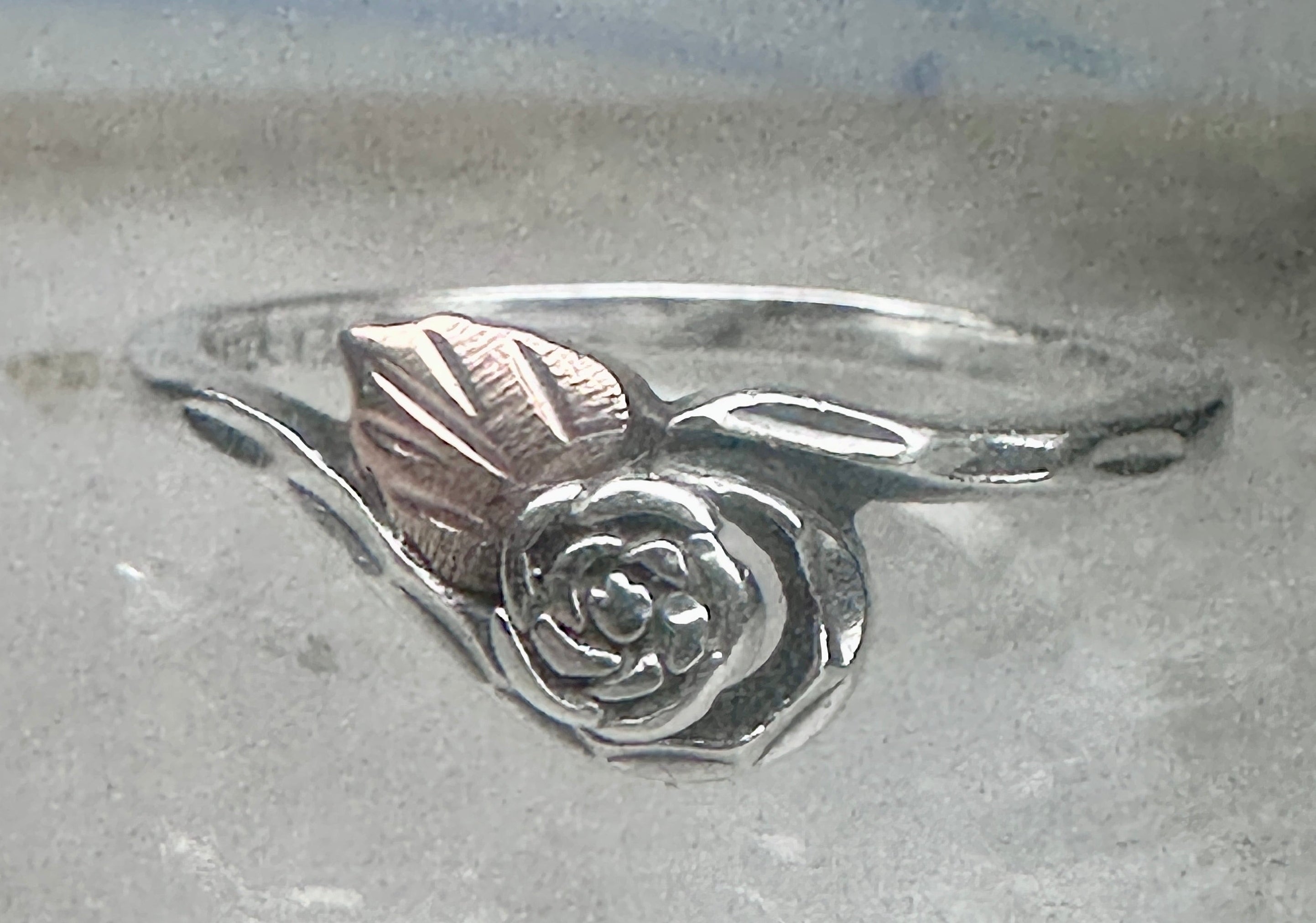 Vintage Sterling Silver Black Hills Gold Rose Flower Bypass Ring