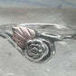 Vintage Sterling Silver Black Hills Gold Rose Flower Bypass Ring Size 8 925