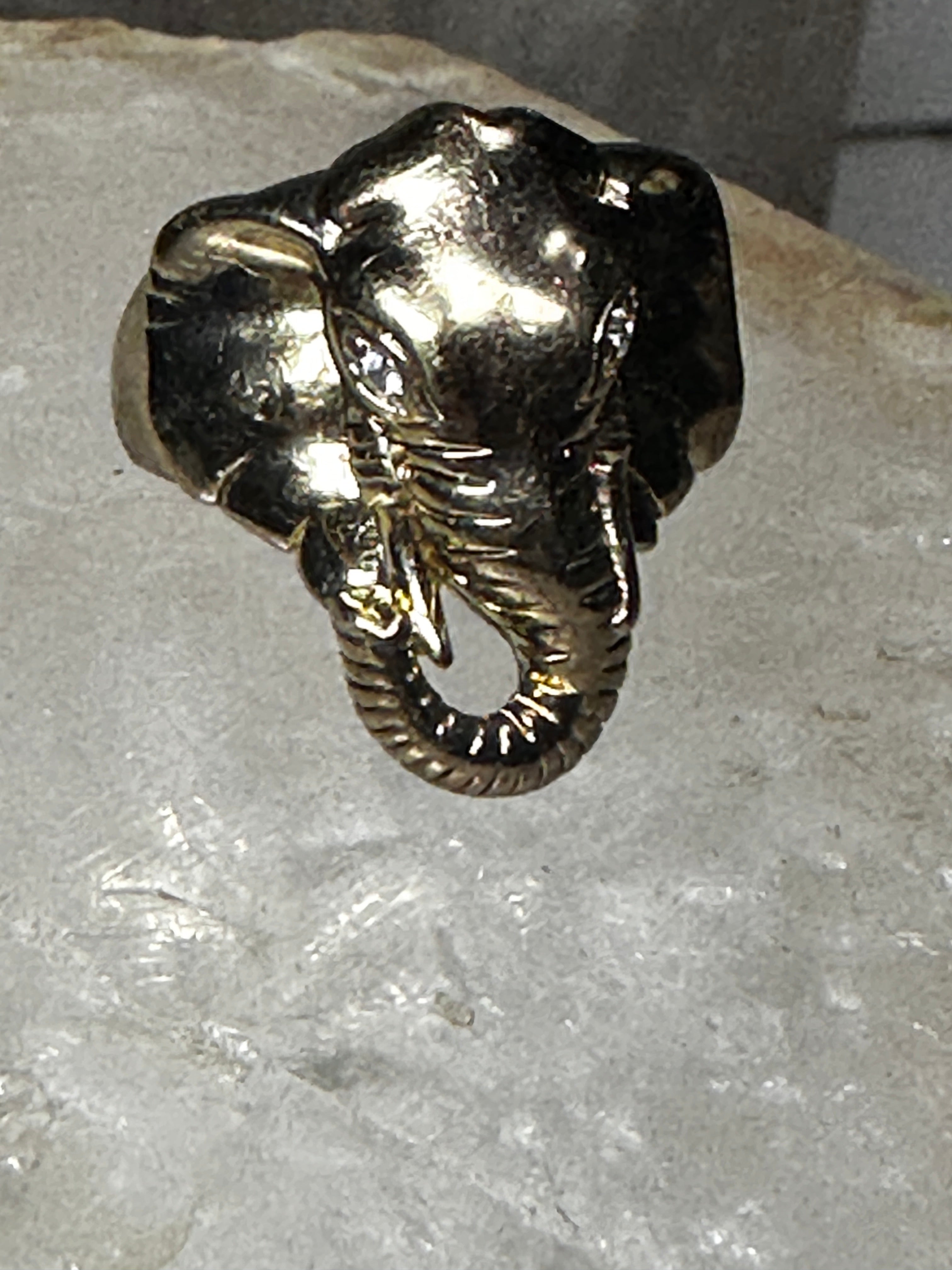 Elephant Ring Vintage Enamel 14 Karat Yellow Gold Sapphire Diamond - Ruby  Lane