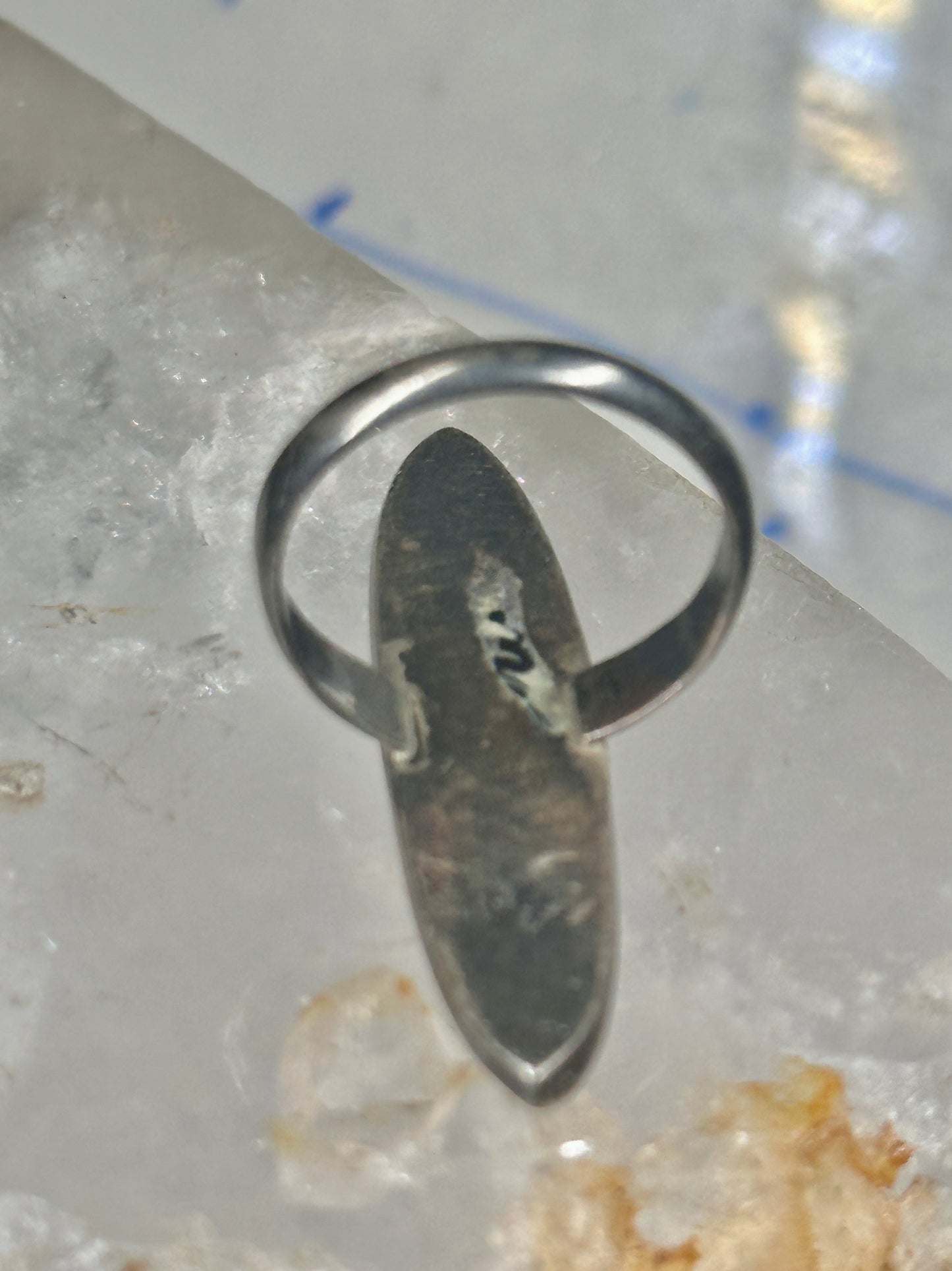 Navajo long ring MOP size 6 sterling silver women girls