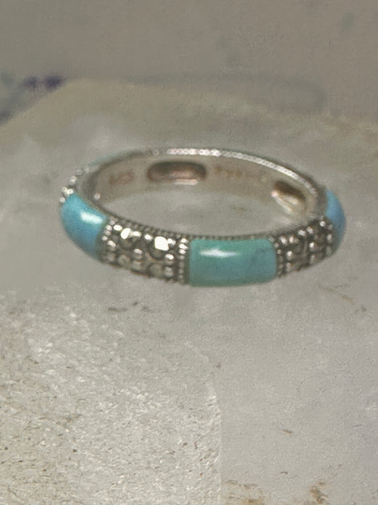 Turquoise ring size 8.75 marcasite band sterling silver women