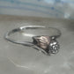 Vintage Sterling Silver Black Hills Gold Rose Flower Bypass Ring Size 8 925