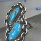 Navajo long ring turquoise size 6.50 brutalist chain sterling silver women girls