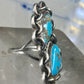 Navajo long ring turquoise size 6.50 brutalist chain sterling silver women girls