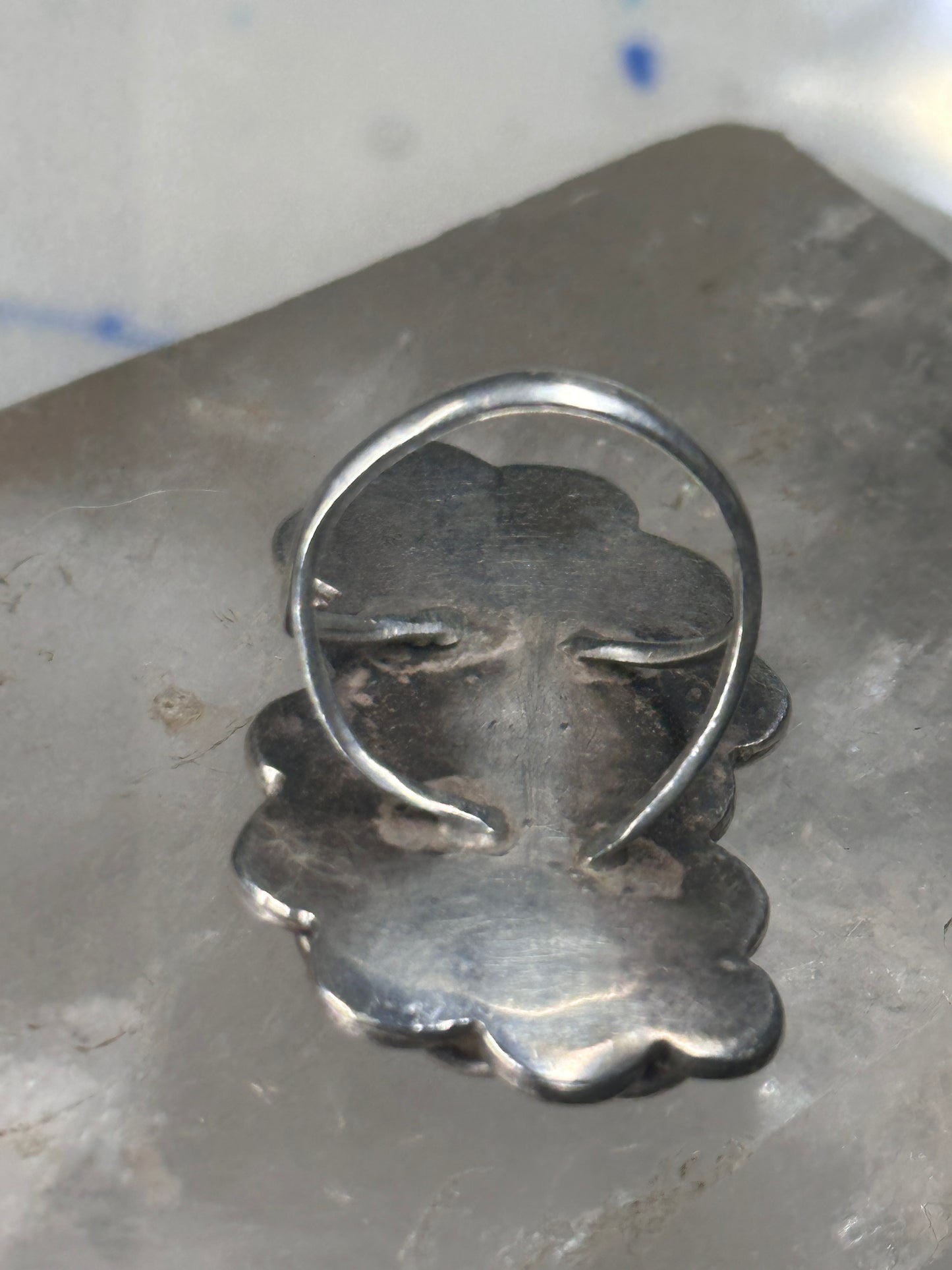 Navajo long ring turquoise size 6.50 brutalist chain sterling silver women girls