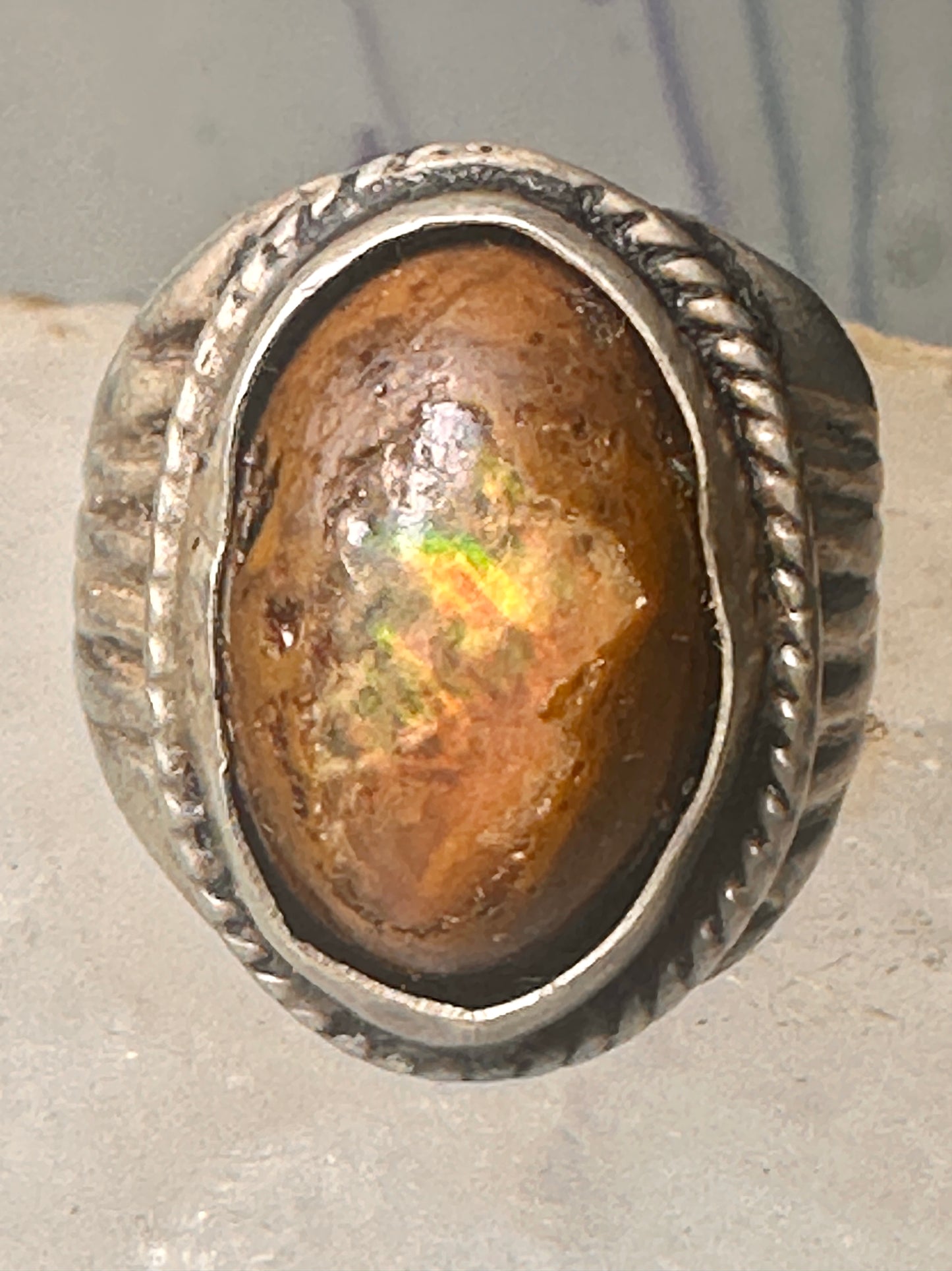 Vintage ring boulder opal Mexico Richard Guad band size 8 sterling silver women